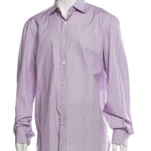 Isaia Purple Striped Men's Shirt